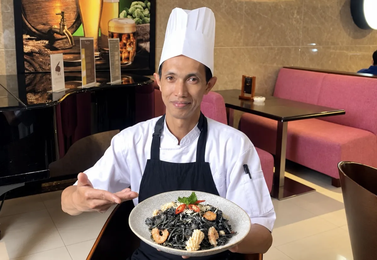 Spaghetti Hitam The Alana Hotel Surabaya, Kreasi Seafood Chef Anton untuk Halloween